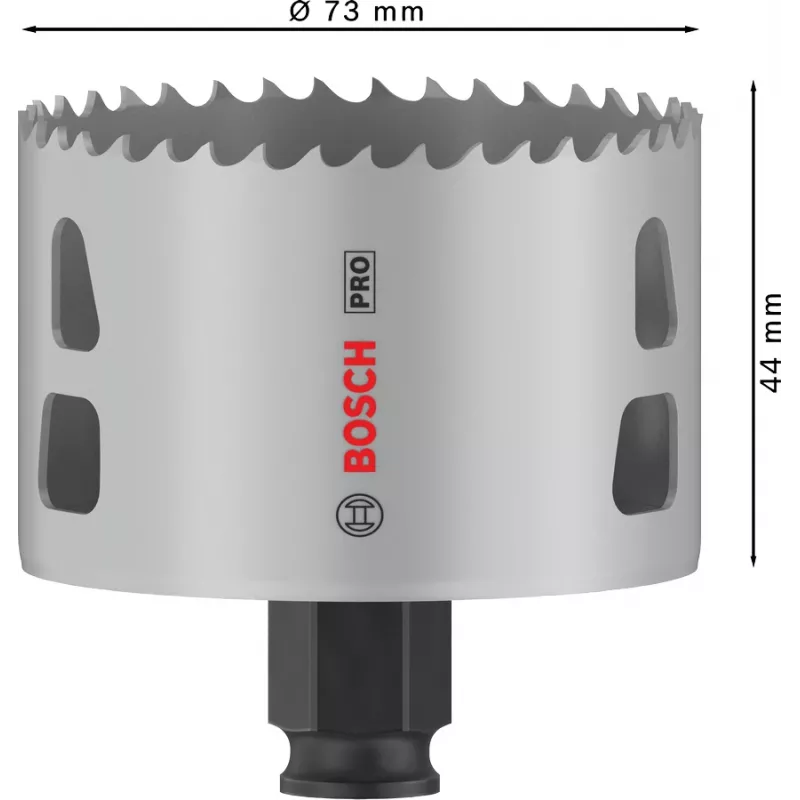 Bosch PRO Multi Material PC Plus, 44/73 mm, Pojedynczy, Wiertarka, Płyty gipsowo-kartonowe, Metal, Metale nieżelazne, Tworzywo sztuczne, Drewno miękkie, Czarny, Szary, Stal kobaltowa, Stal szybkotnąca kobaltowa (HSS-Co)