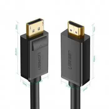 Kabel wideo Ugreen 10202 2 m DisplayPort - HDMI Czarny