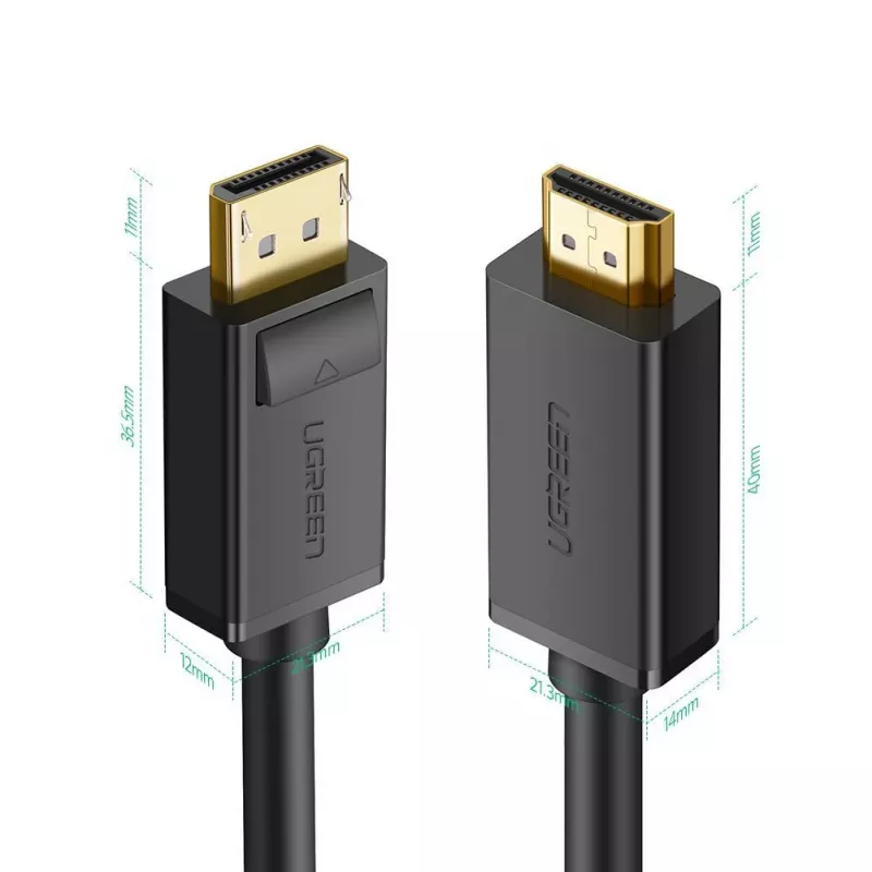 Kabel wideo Ugreen 10202 2 m DisplayPort - HDMI Czarny