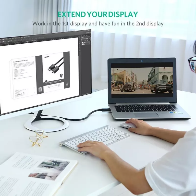 Kabel wideo Ugreen 10202 2 m DisplayPort - HDMI Czarny
