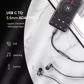Kabel do telefonu komórkowego Ugreen 30632 USB C na 3,5 mm, czarny