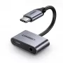 Ugreen CM193 adapter audio USB-C na 3,5 mm, 2-portowy, szary