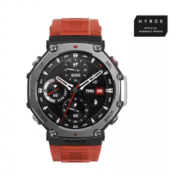 Amazfit T-Rex 3 Lava 3,81 cm (1,5 cala) AMOLED 48,5 mm cyfrowy 480 x 480 pikseli Ekran dotykowy Czarny, stal nierdzewna GPS (satelitarny)