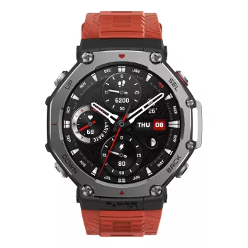 Amazfit T-Rex 3 Lava 3,81 cm (1,5 cala) AMOLED 48,5 mm cyfrowy 480 x 480 pikseli Ekran dotykowy Czarny, stal nierdzewna GPS (satelitarny)