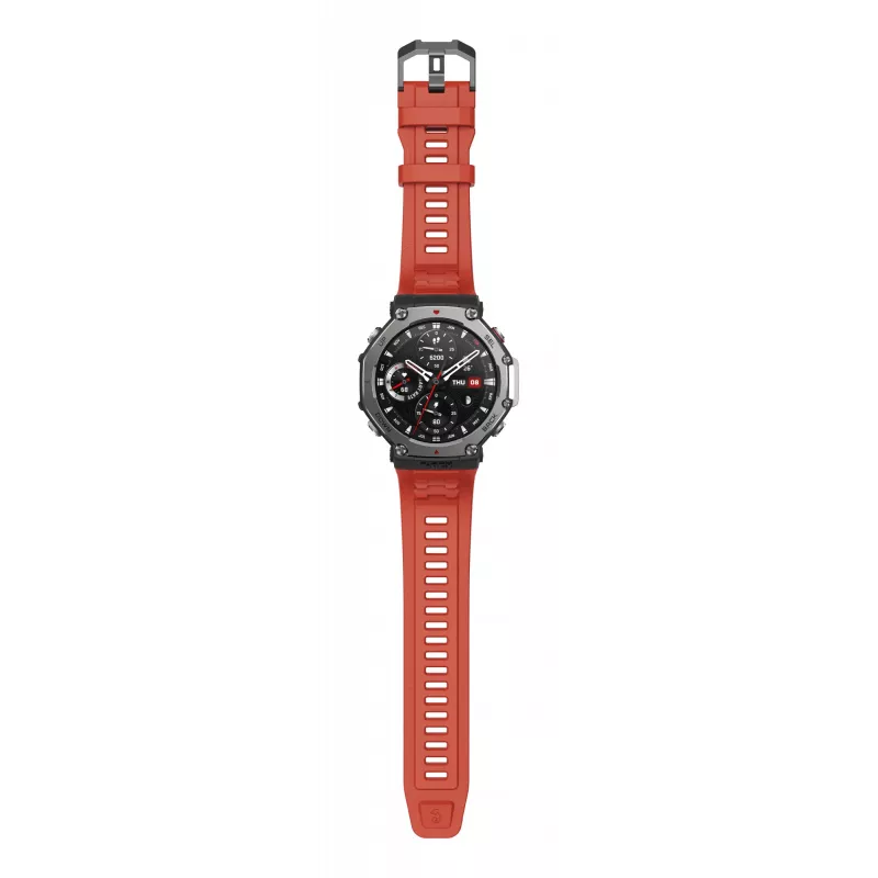 Amazfit T-Rex 3 Lava 3,81 cm (1,5 cala) AMOLED 48,5 mm cyfrowy 480 x 480 pikseli Ekran dotykowy Czarny, stal nierdzewna GPS (satelitarny)