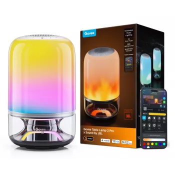 Lampa stołowa Govee H6020 Table Lamp 2 Pro Sound by JBL — RGBIC + ciepła biel, 600 lm, Wi‑Fi i Bluetooth, 5200 mAh