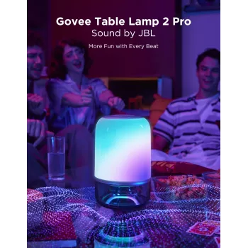 Lampa stołowa Govee H6020 Table Lamp 2 Pro Sound by JBL — RGBIC + ciepła biel, 600 lm, Wi‑Fi i Bluetooth, 5200 mAh