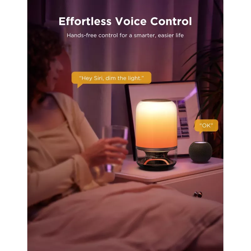 Lampa stołowa Govee H6020 Table Lamp 2 Pro Sound by JBL — RGBIC + ciepła biel, 600 lm, Wi‑Fi i Bluetooth, 5200 mAh