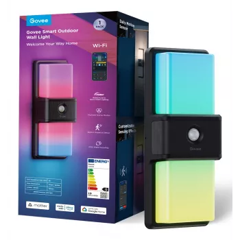 Lampa ścienna zewnętrzna Govee H7078CD1 Smart RGB zmieniająca kolory, sterowanie Wi‑Fi/Smart