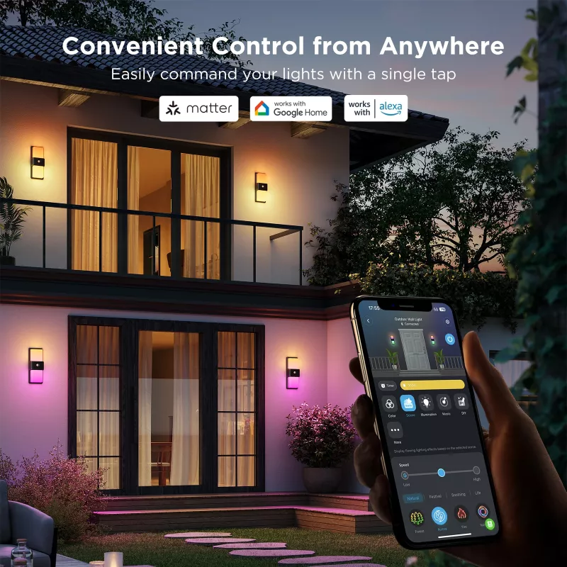 Lampa ścienna zewnętrzna Govee H7078CD1 Smart RGB zmieniająca kolory, sterowanie Wi‑Fi/Smart