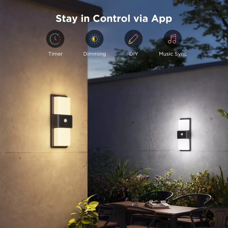 Lampa ścienna zewnętrzna Govee H7078CD1 Smart RGB zmieniająca kolory, sterowanie Wi‑Fi/Smart