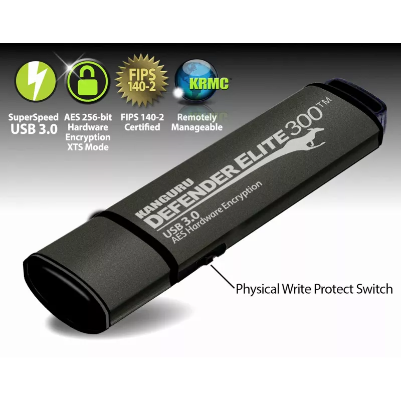 Pamięć USB Kanguru Defender Elite 300 256 GB USB typu A 3.2 Gen 1 (3.1 Gen 1) czarna