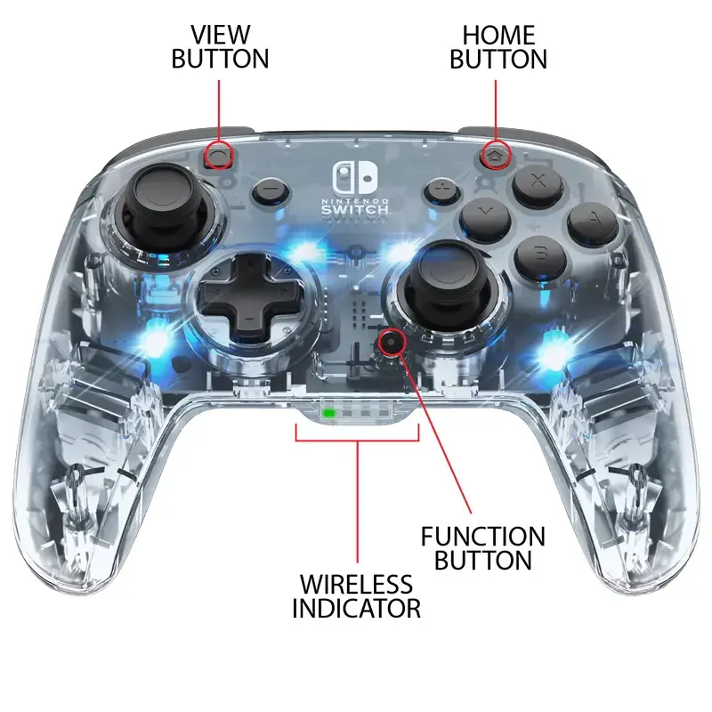 PDP Afterglow Czarny, przezroczysty gamepad analogowo-cyfrowy Nintendo Switch, Nintendo Switch Lite, Nintendo Switch OLED