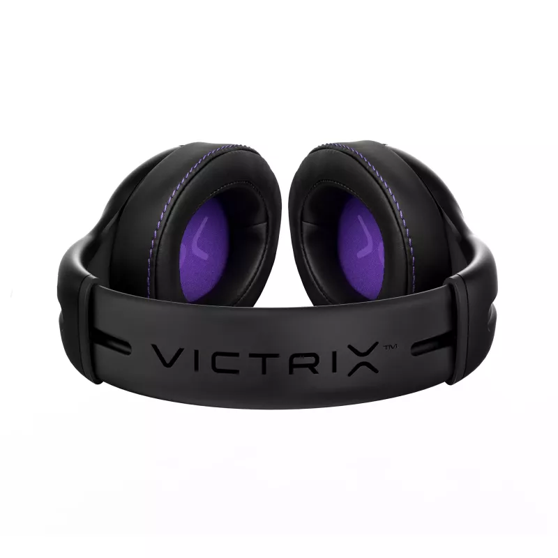 Zestaw słuchawkowy VICTRIX Gambit Wireless — przewodowy i bezprzewodowy, 20–20000 Hz, kabel 2 m, 301 g, czarno-fioletowy