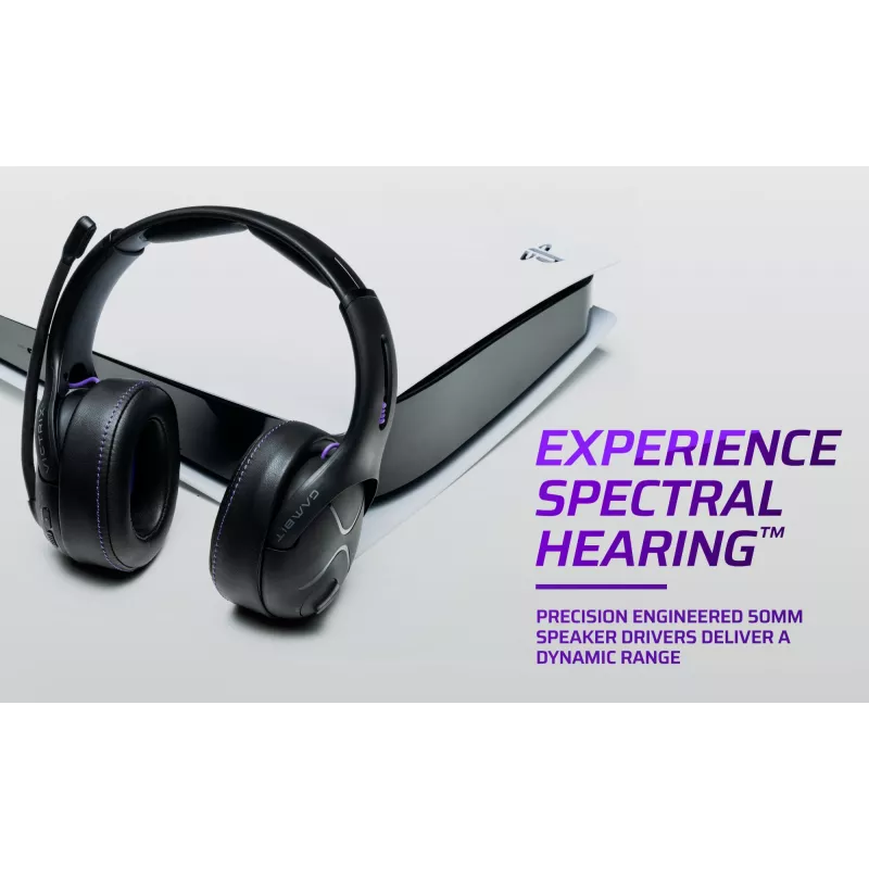 Zestaw słuchawkowy VICTRIX Gambit Wireless — przewodowy i bezprzewodowy, 20–20000 Hz, kabel 2 m, 301 g, czarno-fioletowy