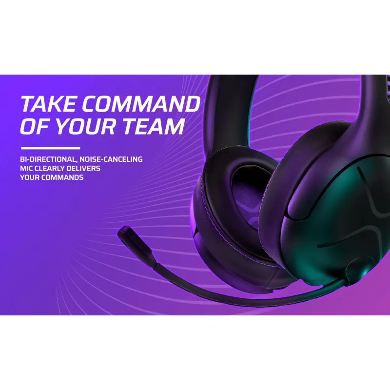 Zestaw słuchawkowy VICTRIX Gambit Wireless — przewodowy i bezprzewodowy, 20–20000 Hz, kabel 2 m, 301 g, czarno-fioletowy