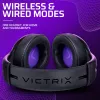 Zestaw słuchawkowy VICTRIX Gambit Wireless — przewodowy i bezprzewodowy, 20–20000 Hz, kabel 2 m, 301 g, czarno-fioletowy