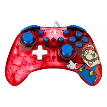PDP Rock Candy: Mario Punch Czerwony, Półprzezroczysty Kontroler USB do Gier Analogowy / Cyfrowy Nintendo Switch, Nintendo Switch Lite, Nintendo Switch OLED