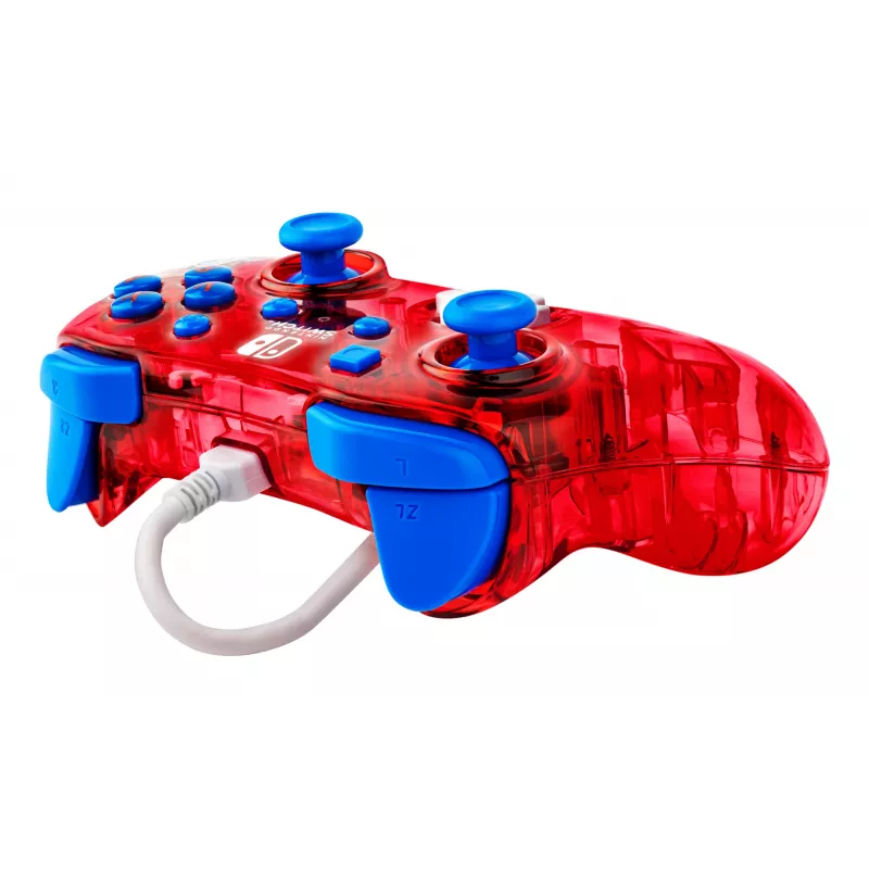 PDP Rock Candy: Mario Punch Czerwony, Półprzezroczysty Kontroler USB do Gier Analogowy / Cyfrowy Nintendo Switch, Nintendo Switch Lite, Nintendo Switch OLED