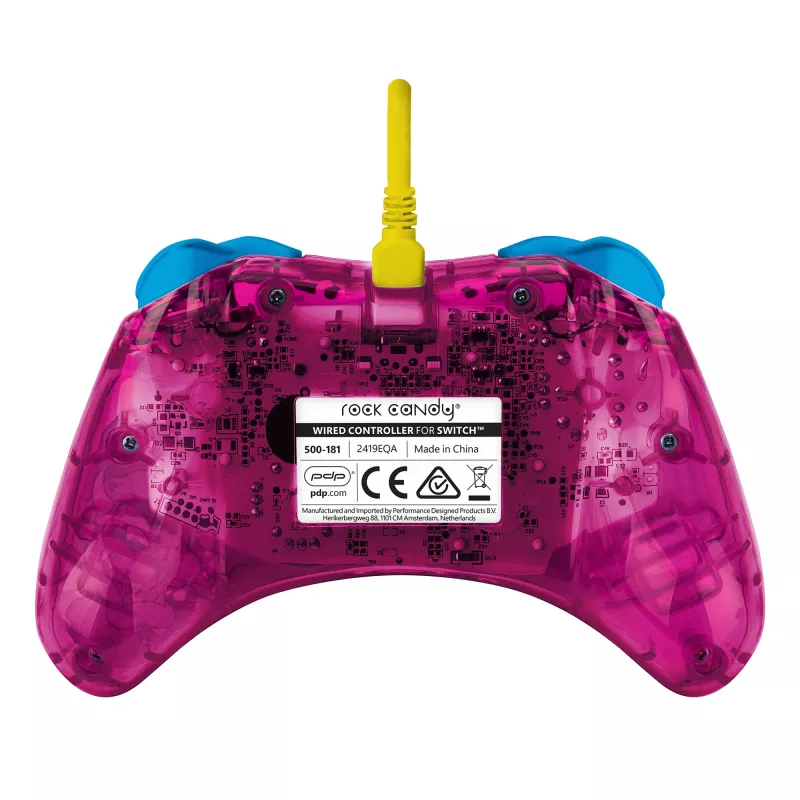 PDP Rock Candy: Bubblegum Peach Pink, półprzezroczysty kontroler USB Gamepad analogowo-cyfrowy Nintendo Switch, Nintendo Switch Lite, Nintendo Switch OLED