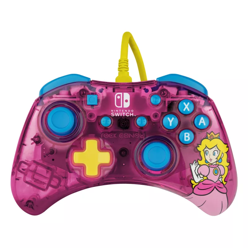 PDP Rock Candy: Bubblegum Peach Pink, półprzezroczysty kontroler USB Gamepad analogowo-cyfrowy Nintendo Switch, Nintendo Switch Lite, Nintendo Switch OLED
