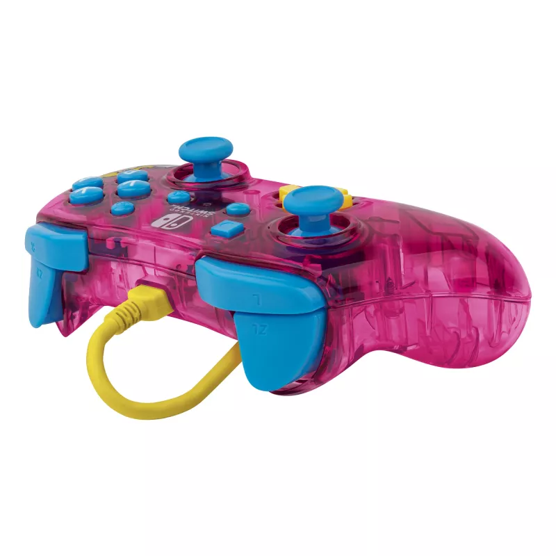 PDP Rock Candy: Bubblegum Peach Pink, półprzezroczysty kontroler USB Gamepad analogowo-cyfrowy Nintendo Switch, Nintendo Switch Lite, Nintendo Switch OLED