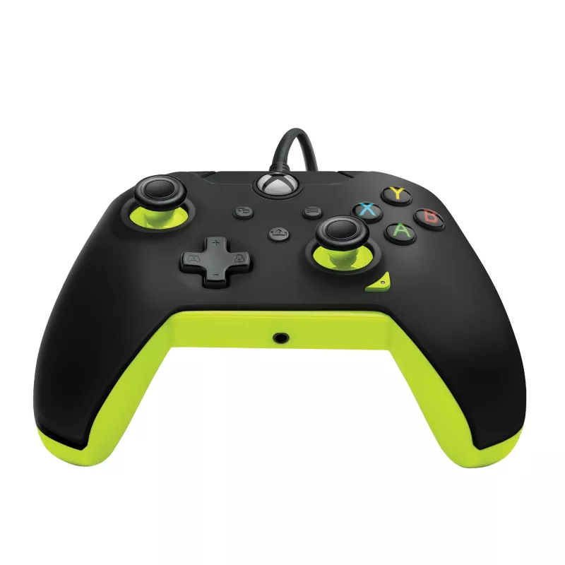 Przewodowy gamepad PDP Electric Czarny dla Xbox Series X|S, Xbox One i Windows — USB-C, kabel 2,43 m, D-pad, przyciski Menu/Share/View
