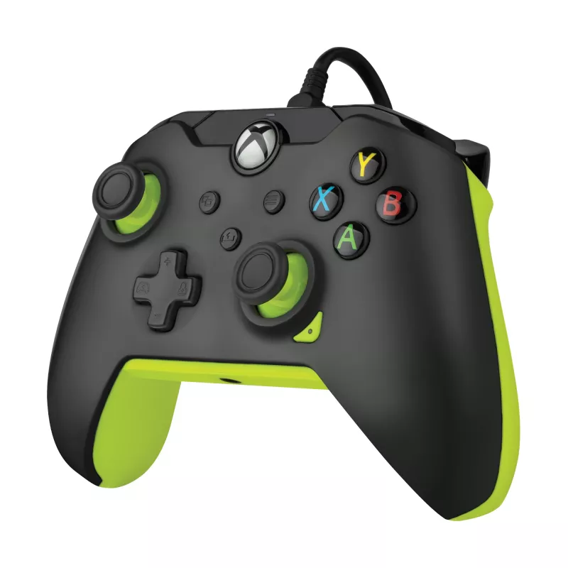 Przewodowy gamepad PDP Electric Czarny dla Xbox Series X|S, Xbox One i Windows — USB-C, kabel 2,43 m, D-pad, przyciski Menu/Share/View
