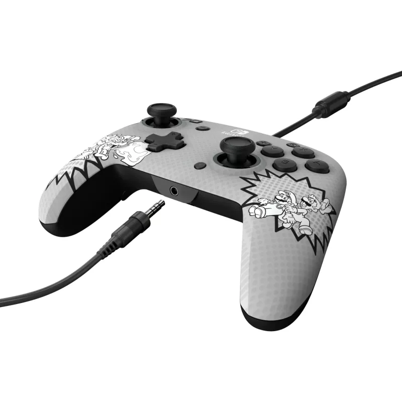 PDP REMATCH: Comic Attack Czarny, Szary, Biały Pad USB Analogowy / Cyfrowy Nintendo Switch, Nintendo Switch OLED