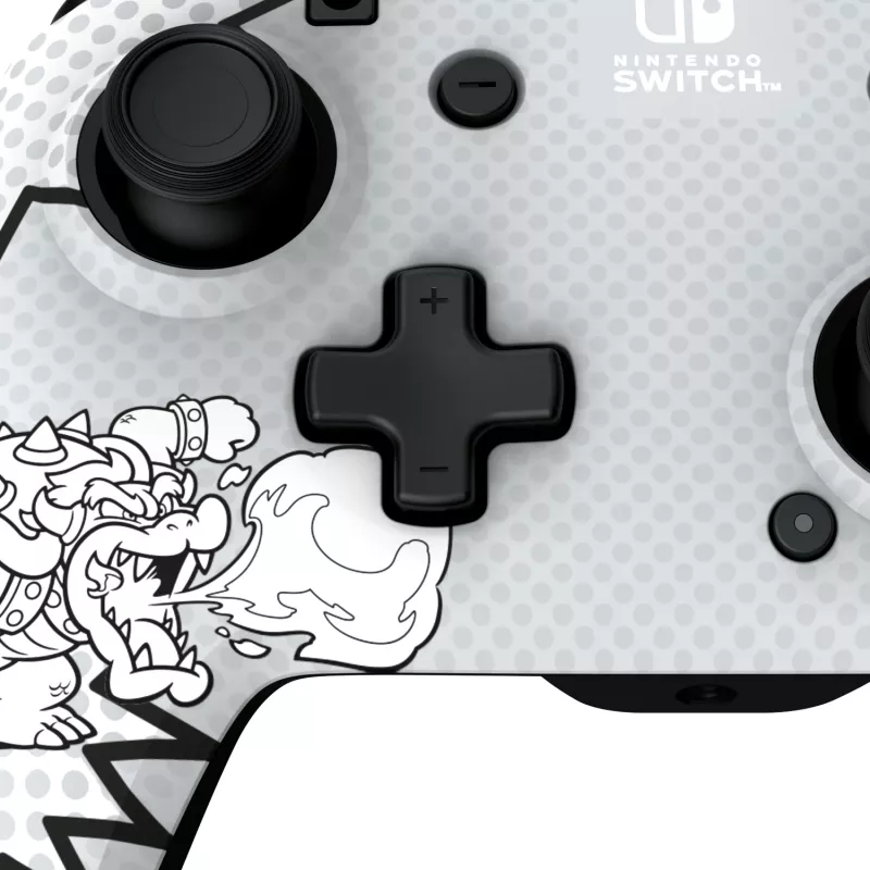 PDP REMATCH: Comic Attack Czarny, Szary, Biały Pad USB Analogowy / Cyfrowy Nintendo Switch, Nintendo Switch OLED