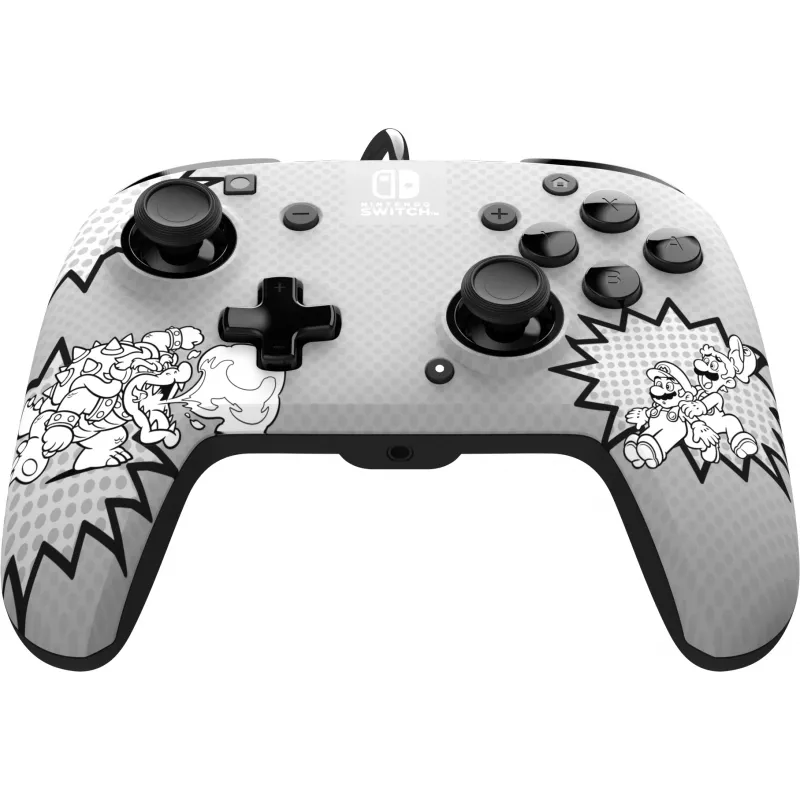 PDP REMATCH: Comic Attack Czarny, Szary, Biały Pad USB Analogowy / Cyfrowy Nintendo Switch, Nintendo Switch OLED