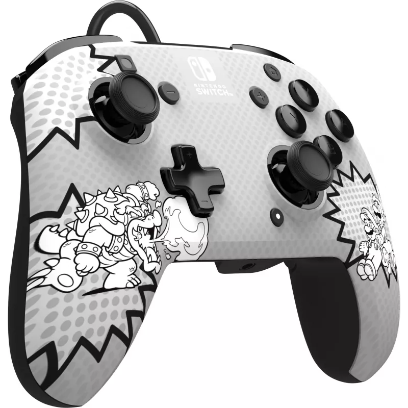 PDP REMATCH: Comic Attack Czarny, Szary, Biały Pad USB Analogowy / Cyfrowy Nintendo Switch, Nintendo Switch OLED