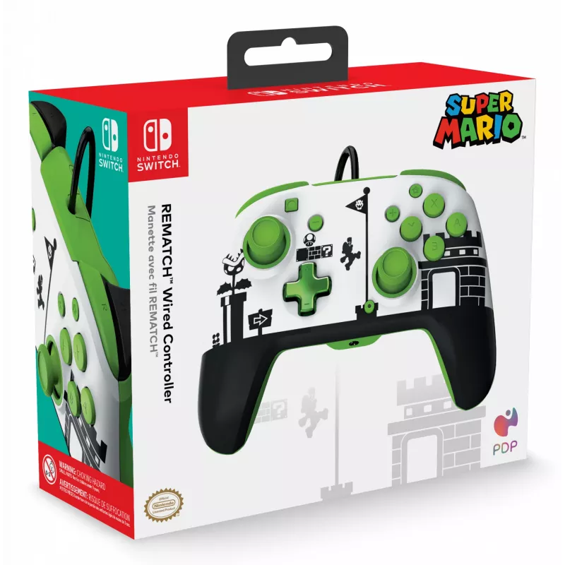PDP REMATCH Wired Controller: Super Mario Retro, Gamepad, Nintendo Switch, Nintendo Switch OLED, D-pad, Przycisk Home, Analogowy / Cyfrowy, Przewodowy, USB