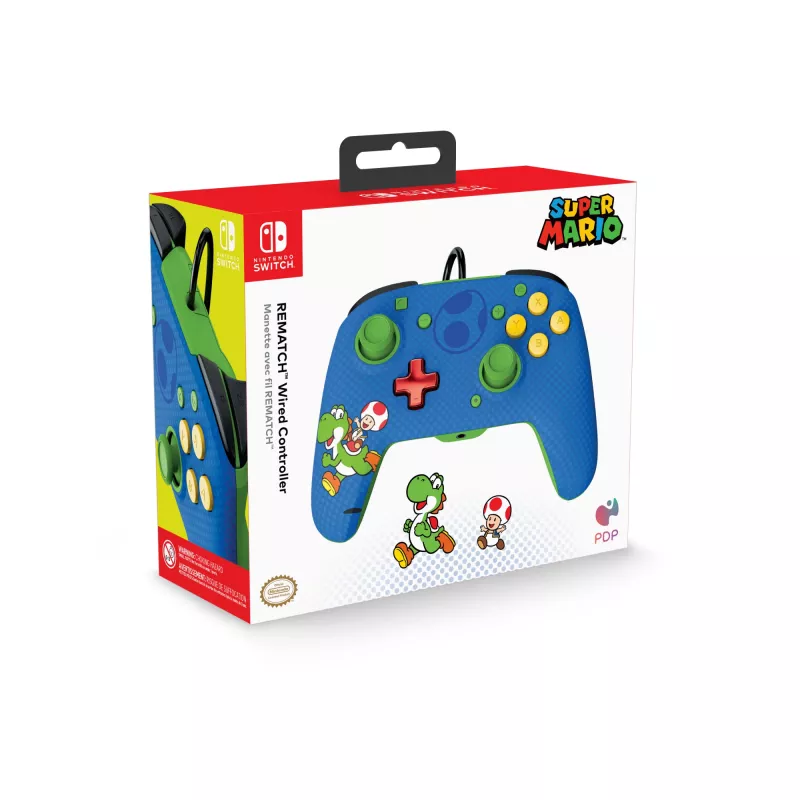 PDP REMATCH Wired Controller: Yoshi & Toad, Gamepad, Nintendo Switch, Nintendo Switch OLED, D-pad, przycisk Home, analogowy / cyfrowy, przewodowy, USB