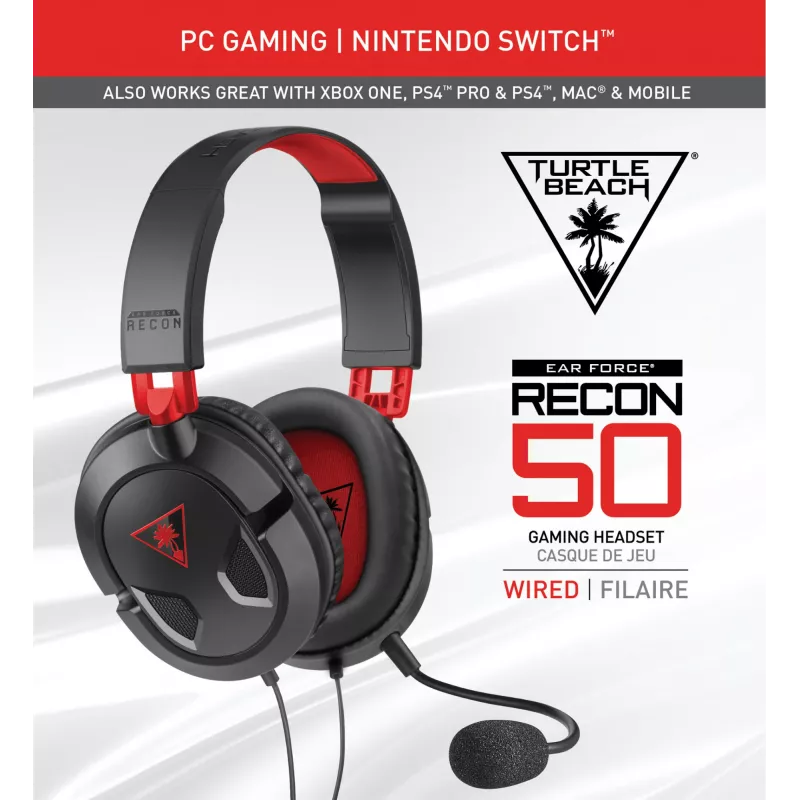 Zestaw słuchawkowy Turtle Beach Recon 50 Przewodowy zestaw słuchawkowy do gier – PC, Xbox Series X lub S, Xbox One, PS5 i PS4