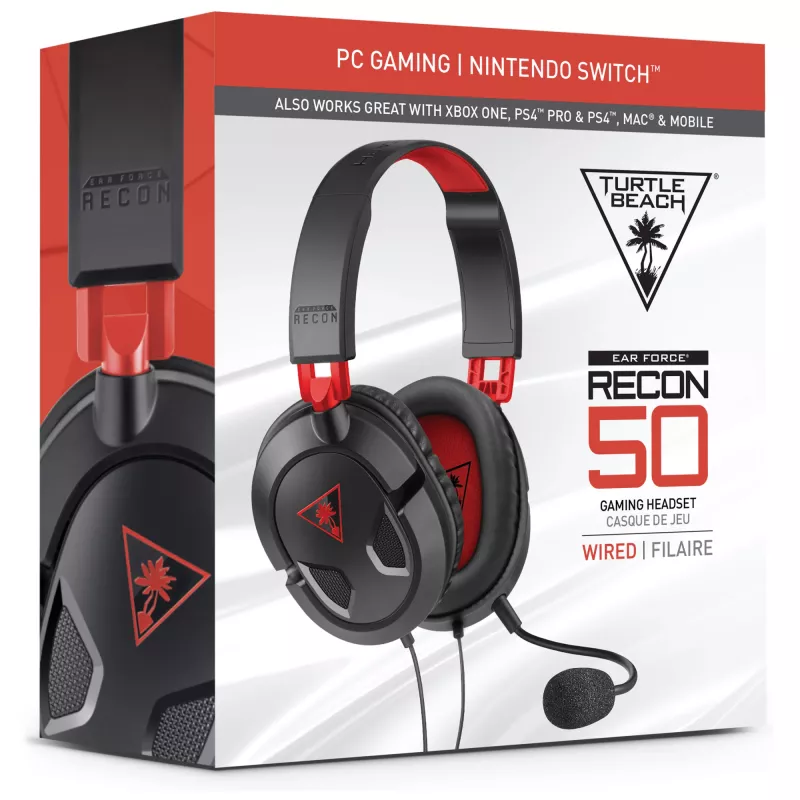 Zestaw słuchawkowy Turtle Beach Recon 50 Przewodowy zestaw słuchawkowy do gier – PC, Xbox Series X lub S, Xbox One, PS5 i PS4