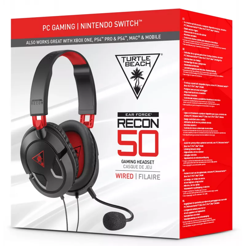 Zestaw słuchawkowy Turtle Beach Recon 50 Przewodowy zestaw słuchawkowy do gier – PC, Xbox Series X lub S, Xbox One, PS5 i PS4