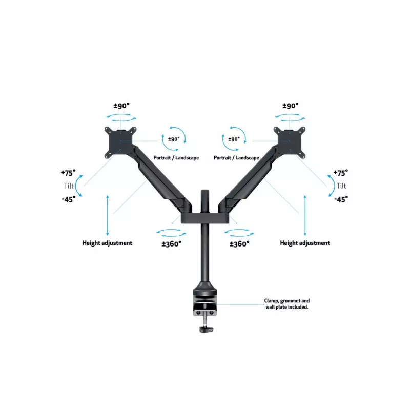 Multibrackets M VESA Gas Lift Arm Dual Czarny