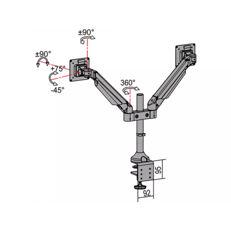 Multibrackets M VESA Gas Lift Arm Dual Czarny