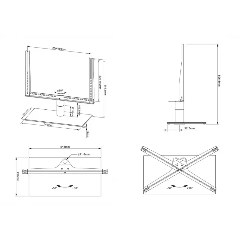 Table Stand Multibrackets M VESA Turn Czarny Large MAX 600x400