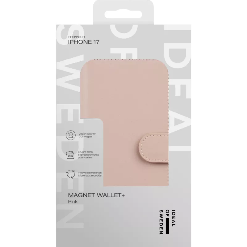 iDeal of Sweden Magnet Wallet+ iPhone 17 Pink, etui z klapką, Apple, iPhone 17, 16 cm (6,3 cala), Różowy