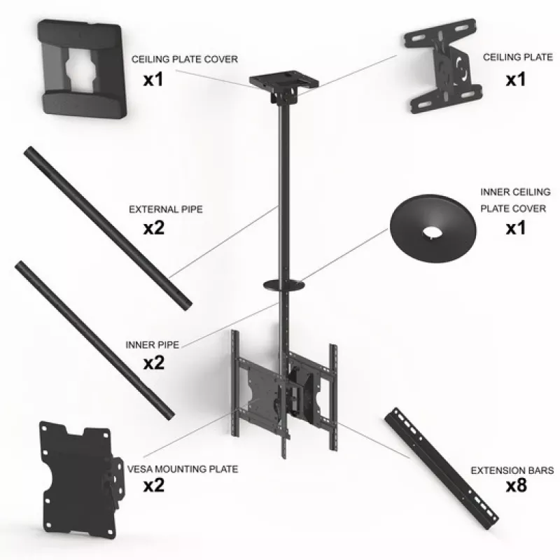 Uchwyt sufitowy Multibrackets M Public Medium Back to Back Czarny 3000