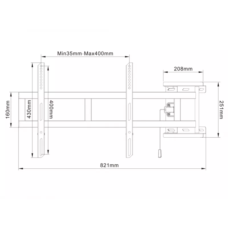 Uchwyt na ramieniu obrotowym MULTIBRACKETS M Universal 180° — do ekranów 26–47 cali, VESA do 400x400, maks. 25 kg, czarny