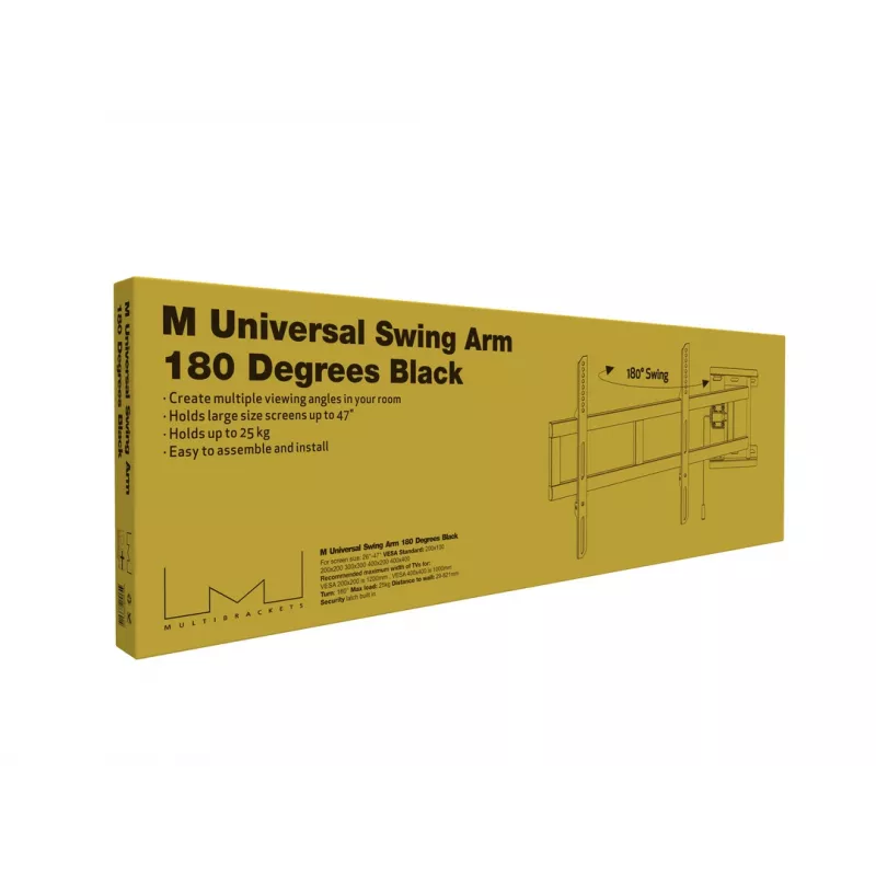 Uchwyt na ramieniu obrotowym MULTIBRACKETS M Universal 180° — do ekranów 26–47 cali, VESA do 400x400, maks. 25 kg, czarny