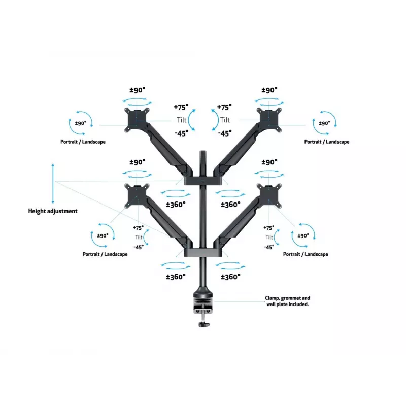 Multibrackets M VESA Gas Lift Arm Quad Czarny 40 kg 15-32 cali