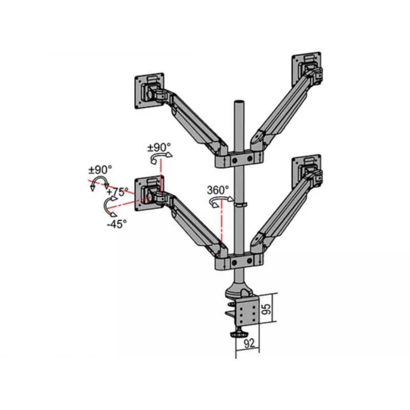 Multibrackets M VESA Gas Lift Arm Quad Czarny 40 kg 15-32 cali