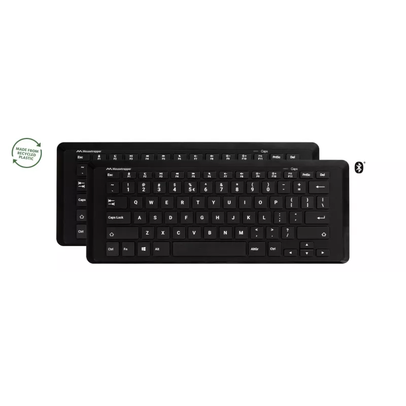 Klawiatura bezprzewodowa Mousetrapper Type Mini QWERTY NORDIC — USB-C, RF, Bluetooth, czarna