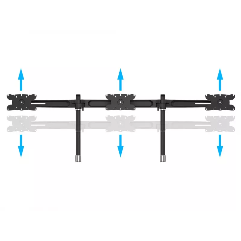 Zestaw rozszerzający do montażu na biurku dla trzech monitorów MULTIBRACKETS M VESA dla 3 wyświetlaczy 24–32 cale do 24 kg, aluminium/tworzywo sztuczne, czarny
