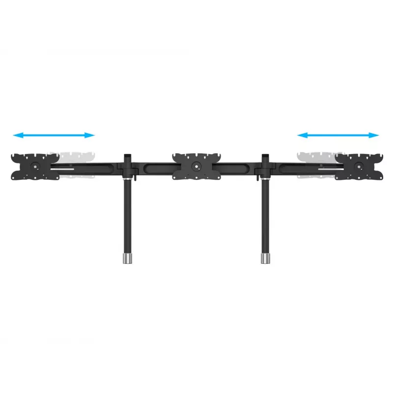 Zestaw rozszerzający do montażu na biurku dla trzech monitorów MULTIBRACKETS M VESA dla 3 wyświetlaczy 24–32 cale do 24 kg, aluminium/tworzywo sztuczne, czarny