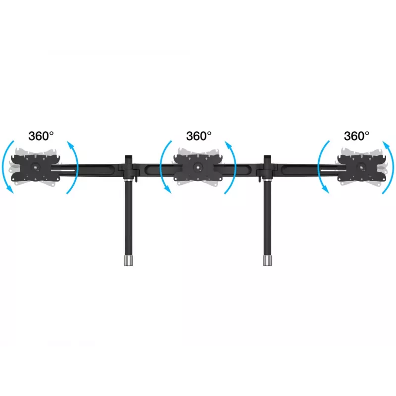 Zestaw rozszerzający do montażu na biurku dla trzech monitorów MULTIBRACKETS M VESA dla 3 wyświetlaczy 24–32 cale do 24 kg, aluminium/tworzywo sztuczne, czarny